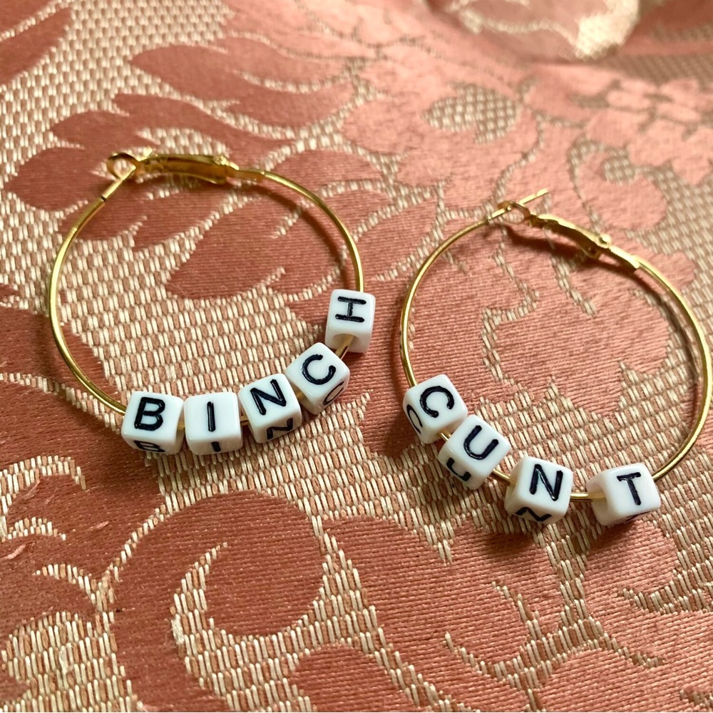 Custom Text Hoop Earrings